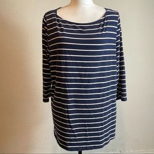 Ava & Viv Blue Striped 3/4 sleeve Top Women’s Plus Size 1X